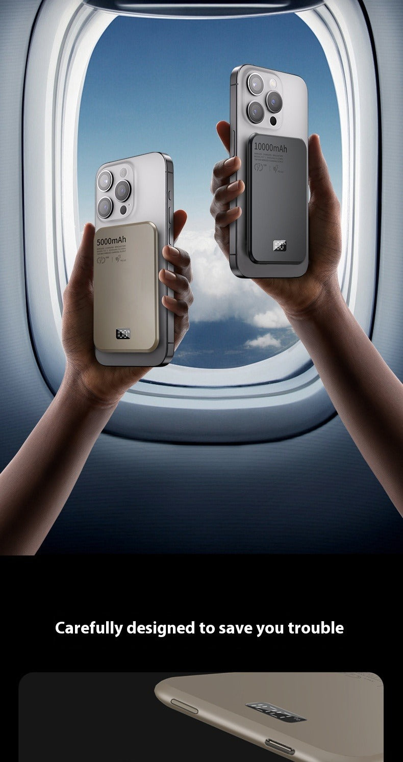 Magnetic Wireless Digital Display Aluminum Alloy Fast Charging Mobile Power Supply