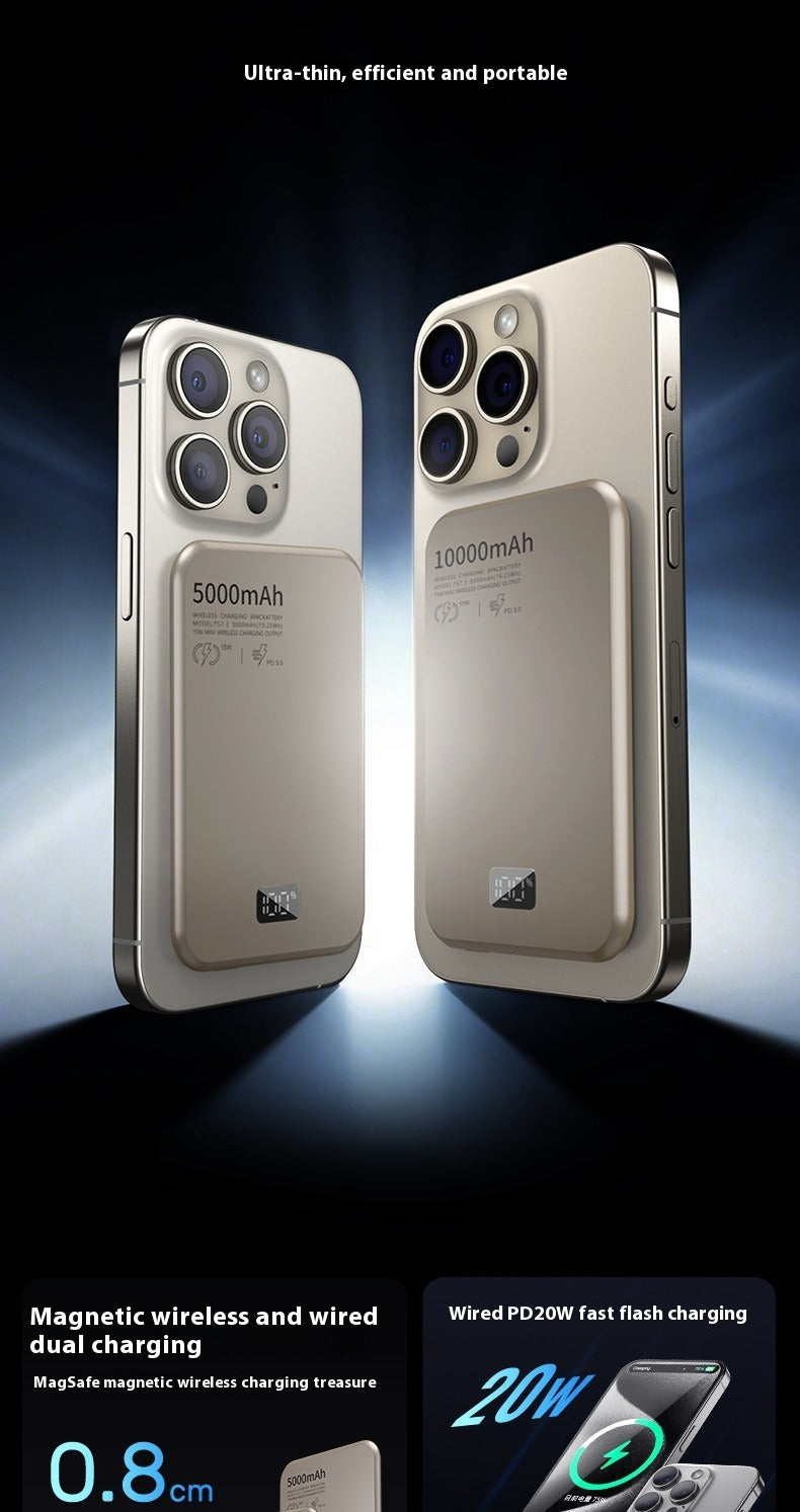 Magnetic Wireless Digital Display Aluminum Alloy Fast Charging Mobile Power Supply